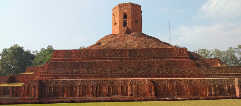 This is photo Chaukhandi Stupa back side is a Buddhist stupa in Sarnath Varanasi U.P. India