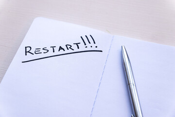 Restart! Starting again after a break, after a pandemic. Word 