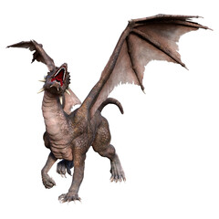 3D Rendering Fairy Tale Dragon on White