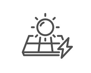 Solar panels line icon. Electricity sun energy sign. Vector