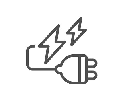 Electricity plug line icon. Energy type for battery sign. Vector