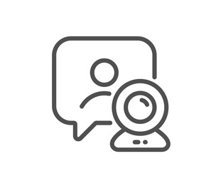 Video conference line icon. Online training sign. Vector