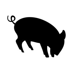 Piglet silhouette. Smooth and clean lines. High detailed Piglet  silhouette. Vector Illustration.