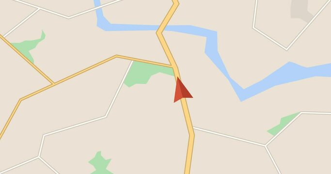 GPS navigator. The arrow moves forward on the map. GPS tracking. 4K video in flat style.	
