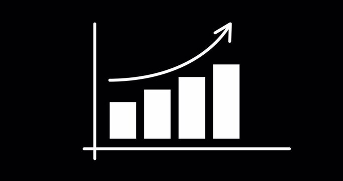 Animation of a growing graph. The concept of business success and increasing profits. 4K video with alpha channel.	
