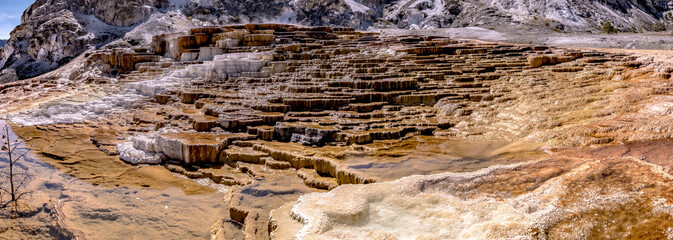 beautiful scenery at mammoth hot spring in yellowstone