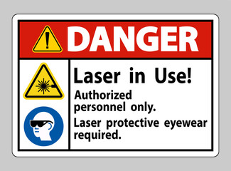 Danger Sign Laser In Use Authorized Personnel Only Laser Protec