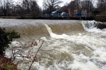 Verheerendes Hochwasser an der Dreisam bei Freiburg