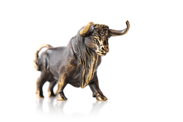 Bull figurine isolated on white background