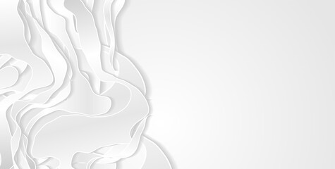 Grey white paper liquid waves abstract concept background. Vector design
