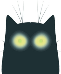 vector illustration of funny grey cat with big yellow eyes