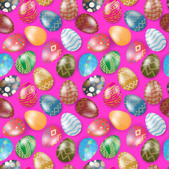 Seamless background with colorful Easter eggs.