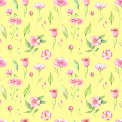 Wildflower crocuses flower pattern in a watercolor style isolated. Aquarelle wild flower for background, texture, wrapper pattern, frame or border. High quality illustration