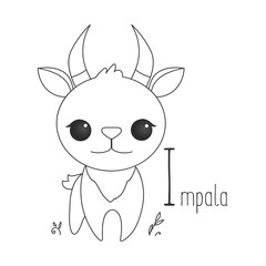 Alphabet letter animals children illustration impala sketch