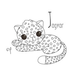 Alphabet letter animals children illustration jaguar sketch