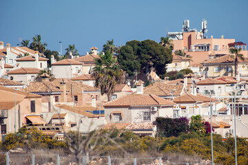 View to the residential houses roofs in Torrevieja city, Spain,