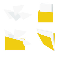 Yellow folder and documents flat style
