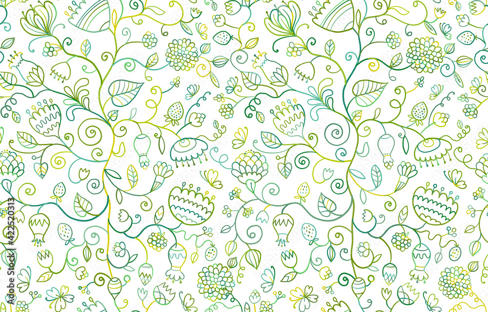 Poster magic garden background. seamless pattern for your design