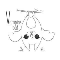 Alphabet letter animals children illustration bat vampire sketch