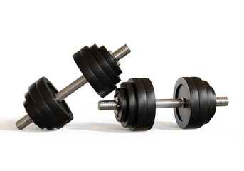 Professional dumbbell for fitness and bodybuilding isolated on white background, 3d illustration.