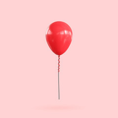 Red balloon on colorful background. minimal concept idea, 3d illustration.
