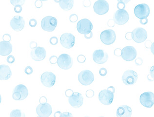 Fun Watercolor Rounds Pattern. Modern Circles Illustration. Childish Geometric Dots Texture. Vector Watercolor Rounds Pattern. Ink Polka Doodle. Blue Seamless Watercolor Rounds Pattern.