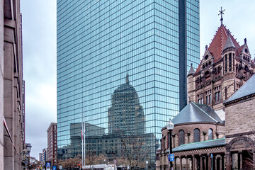 Fototapeta premium street scenes on rainy day in boston massachusetts