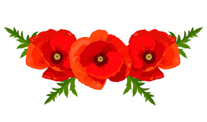 Vector illustration of red poppies for the design of banners, invitations and postcards.
