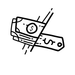 Business price hand drawn icon design, outline black, vector icon.