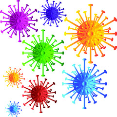 colorful set of corona virus for holi