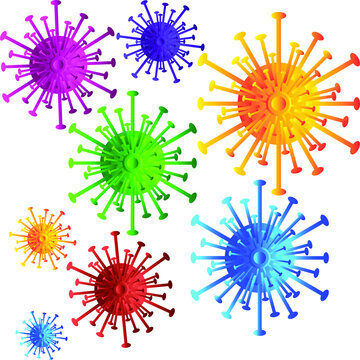 colorful set of corona virus for holi