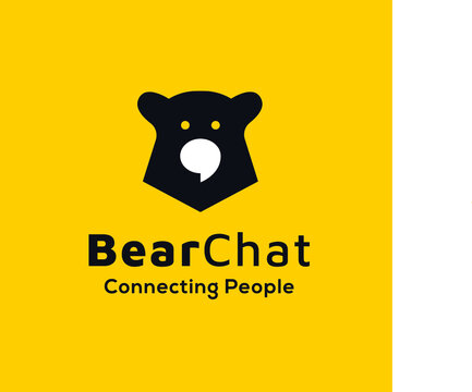 bear and chat logo vector design