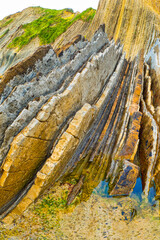 Steeply-tilted Layers of Flysch, Flysch Cliffs, Basque Coast UNESCO Global Geopark, European Geopark Network, Zumaia, Guipúzcoa, Basque Country, Spain, Europe