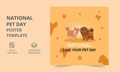 Modern Editable Social Media Poster Template. Modern discount promotions. Promotion web poster for social media. Pet Day.