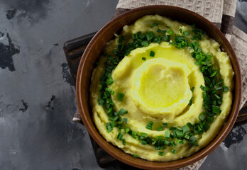 Champ - Irish mashed potatoes with green onions and milk.