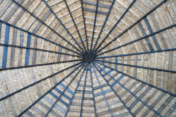 Wooden roof from bottom.