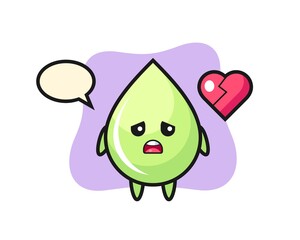 melon juice drop cartoon illustration is broken heart