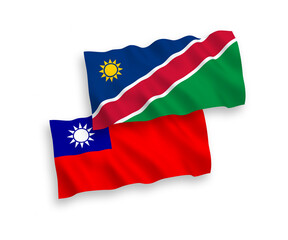 Fototapeta na wymiar Flags of Republic of Namibia and Taiwan on a white background