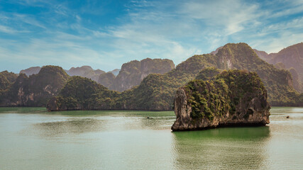 Halong Bay Landscape View. Horizontal landscape View of this beautiful Natural Wonder. UNESCO World Heritage Site since 1994 features a wide range of biodiversity.