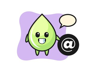 Cartoon Illustration of melon juice drop standing beside the At symbol
