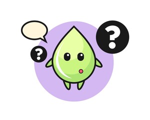 Cartoon Illustration of melon juice drop with the question mark