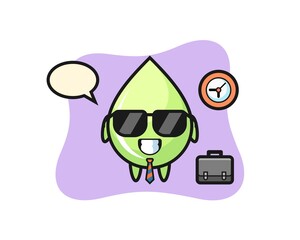 Cartoon mascot of melon juice drop as a businessman
