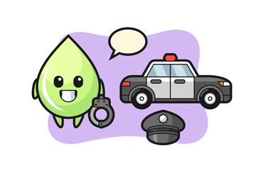 Cartoon mascot of melon juice drop as a police
