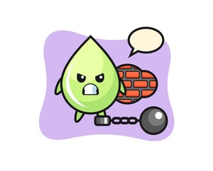 Fototapeta premium Character mascot of melon juice drop as a prisoner