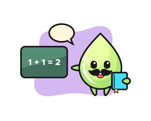 Illustration of melon juice drop character as a teacher