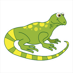 Lizard. Cartoon character Salamander isolated on white background. Template of cute wild animal. Education card for kids learning animals. Suitable for decoration and design. Vector in cartoon style.