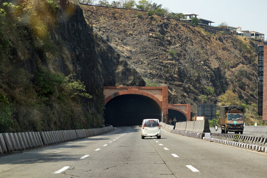 17 march 2021, maharashtra india : khandala tunnel entrance