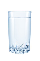Beautiful glass with clean drinking water, to quench your thirst. Isolated on a white background, close-up