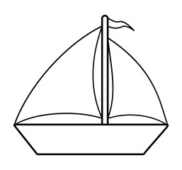 Ship outline icon. Coloring book page for children. Boat vector illustration isolated on white background.