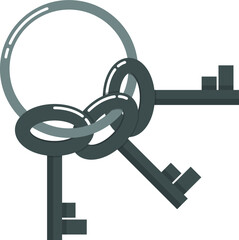 A bunch of metal door keys. Metal key on a light background.